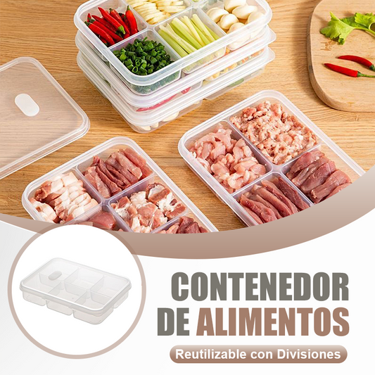 Contenedor de Alimentos Reutilizable con Divisiones
