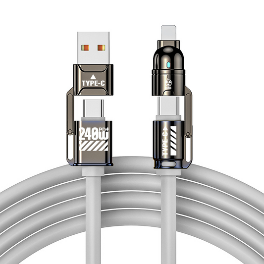 🔌 Last Day Special Price £9.99 ! 🔥Buy 1 Get 1 Free🔥 High-Power 4-in-1 Fast Charging Cable – Universal Compatibility, Fast Charging & Data Sync, Durable Tangle-Free Design ⚡