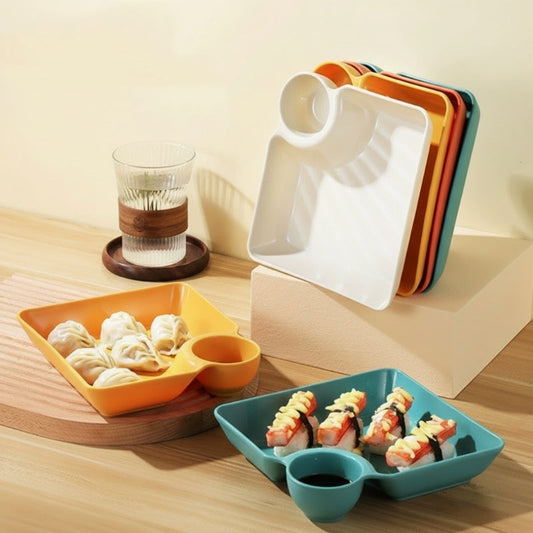 🍽️ 76% OFF FLASH SALE ! ⚡ Snack & Appetizer Plate with Sauce Holder – Integrated Sauce Dipping Compartment, Multi-Use Serving Design, Sturdy Durable & Easy to Clean 🧆