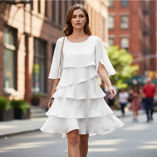 ⏰ Now only 47% off!🎁Women's Elegant Layered Ruffle Sleeve Dress – Effortless Style for Every Occasion💃