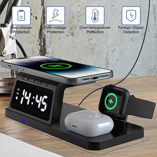 📱 54% OFF FLASH SALE! ⚡ 7-in-1 Fast-Charging Wireless Charging Station With Clock – Multi-Device Fast Charging, LED Digital Clock Display, Anti-Slip Stable & Universal Compatibility ⏰