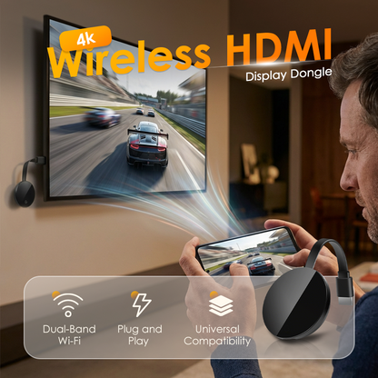 🔥4K Wireless HDMI Display Dongle – Dual-Band Wi-Fi, Plug-and-Play & Universal Screen Mirroring for iOS/Android/Mac/PC 📺✨