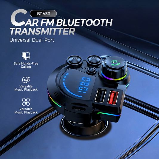 🚗 Last Day Special Price £9.99 ! 🔥Buy more save more🎁 Universal Dual-Port Car FM Bluetooth Transmitter – Wireless Music, Hands-Free Calling & Dual USB Charger 🔌