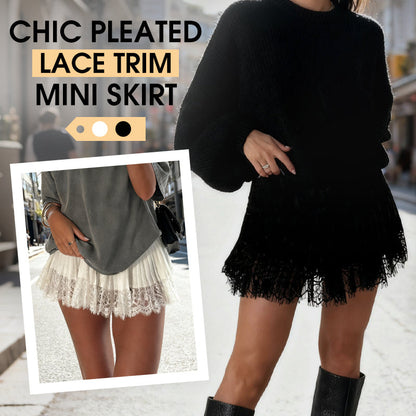 🔥 Hot sale 46% OFF🔥💐Chic Pleated Lace Trim Mini Skirt