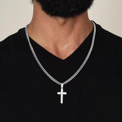🏆 Last Day Special Price £9.99 ! 🕊️✝️Men's Stainless Steel Cross Pendant Necklace – Classic Symbol, Strong & Lasting