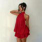 🔥SUMMER HOT SALE🔥 Women's Flowy Halter Drop-Waist Mini Dress