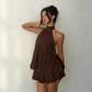 🔥SUMMER HOT SALE🔥 Women's Flowy Halter Drop-Waist Mini Dress