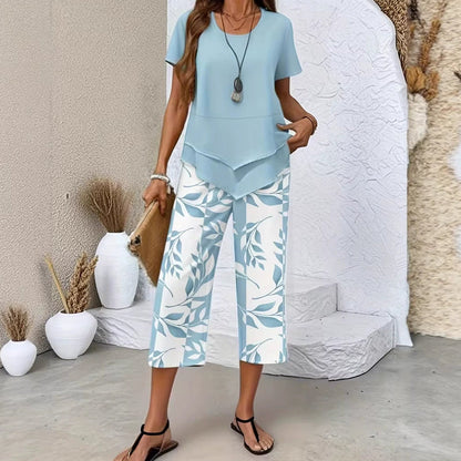 💐Limited-time 50% off⏰Casual Round Neck Layered Tunic Top & Wide Leg Pants Set👚👖