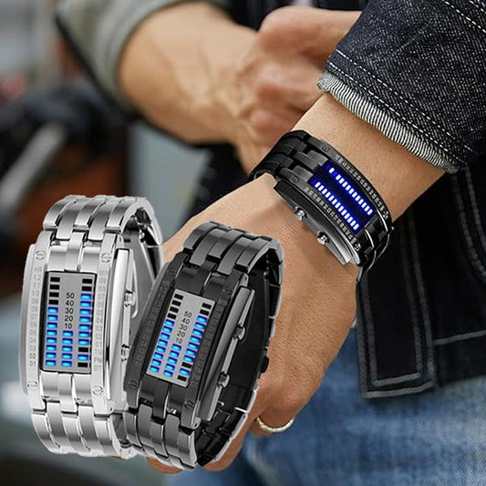 ⌚ Last Day Special Price £10.99 !  🏆50% OFF NOW! ⏳ Binary LED Watch – Stainless steel, blue light, sporty & water-resistant – modern style ⚡