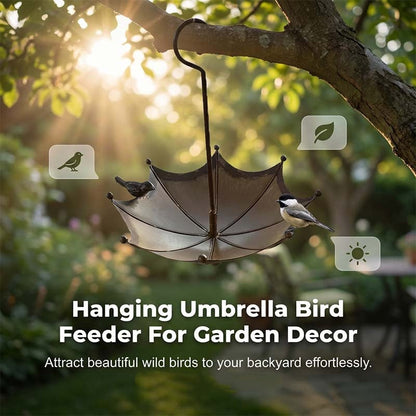 🐦 50% OFF NOW! ✨ Hanging Umbrella Bird Feeder & Bath – Dual-Use, Rust-Resistant, Vintage Style & Perfect for Garden Decor ☂️