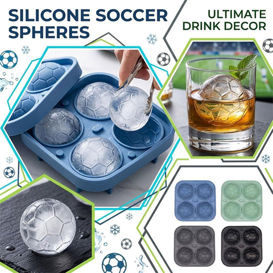 🥂 Last Day Special Price £7.77 !  🏆 Silicone Soccer Ball Ice Cube Tray – 5.5 cm Cubes, Slow-Melting, Leak-Proof Design, 4 Colors, Perfect for Game Nights & Cocktails ⚽