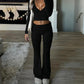 Women's 2-Piece Long Sleeve Crop Top & Flare Pants Set