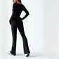 Women's 2-Piece Long Sleeve Crop Top & Flare Pants Set