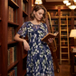 💐SUMMER HOT SALE🎁Short-Sleeved A-Line Evening Dress – Elegant Floral Print, Double-Layer Chiffon & Flattering Knee-Length Cut 👗💙