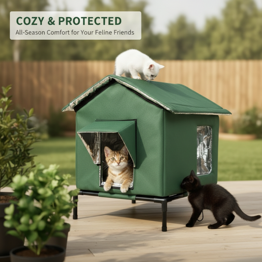 🏠 LIMITED-TIME 50% OFF! 🐈 All-Weather Elevated Outdoor Cat House – Waterproof, Insulated, Foldable 🌧️