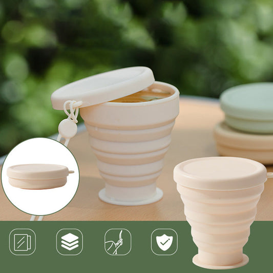 🥛🔥Silicone Collapsible Travel Cup with Lid & Lanyard