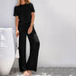 Women's Short Sleeve Top & Wide Leg Pants Set