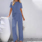 Women's Short Sleeve Top & Wide Leg Pants Set