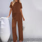 Women's Short Sleeve Top & Wide Leg Pants Set