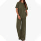 Women's Short Sleeve Top & Wide Leg Pants Set