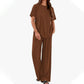 Women's Short Sleeve Top & Wide Leg Pants Set