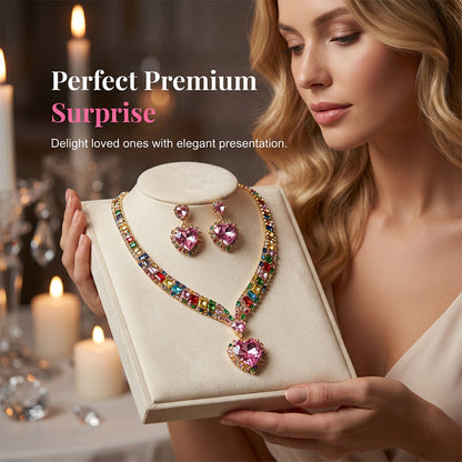 💎 50% OFF! ✨ Sparkling Heart Jewelry Set – Necklace & Earrings, Elegant, Lightweight 💖