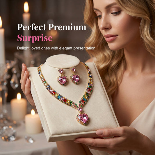 💎 50% OFF! ✨ Sparkling Heart Jewelry Set – Necklace & Earrings, Elegant, Lightweight 💖
