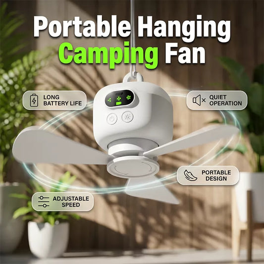 💡50% OFF NOW ! ⚡ Rechargeable Ceiling Fan with LED Lights – Dual-use cooling & lighting, long battery life, portable hanging design ✨