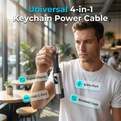 🏆 Last Day Special Price £9.77 ! 🔥4-in-1 Digital Display Keychain Charging Cable