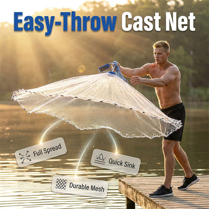 🎣 LIMITED-TIME 50% OFF! ⚓Easy-Throw Fishing Cast Net – Fast-Sinking Heavy-Duty Bait Net🌊