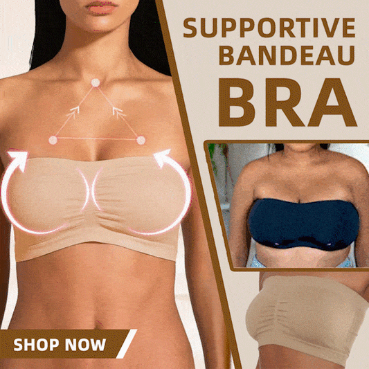 🏆 Last Day Special Price £9.99 ! 💐Supportive Bandeau Bra – Wire-free solid support, seamless strapless design, soft stretch fabric, anti-slip silicone band, comfy for daily wear & summer outfits✨
