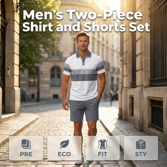 👕 LIMITED-TIME 50% OFF! 🩳 Men's Two-Piece Shirt and Shorts Set – Digital Print, Athletic Fit, Wrinkle Resistant ✨