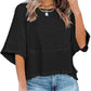 💐 LIMITED-TIME 50% OFF! ✨Women's Solid Color Splicing Loose Five Points Flare Sleeve T-Shirt