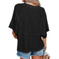 💐 LIMITED-TIME 50% OFF! ✨Women's Solid Color Splicing Loose Five Points Flare Sleeve T-Shirt