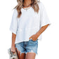 💐 LIMITED-TIME 50% OFF! ✨Women's Solid Color Splicing Loose Five Points Flare Sleeve T-Shirt