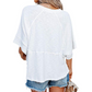 💐 LIMITED-TIME 50% OFF! ✨Women's Solid Color Splicing Loose Five Points Flare Sleeve T-Shirt
