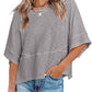 💐 LIMITED-TIME 50% OFF! ✨Women's Solid Color Splicing Loose Five Points Flare Sleeve T-Shirt