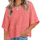 💐 LIMITED-TIME 50% OFF! ✨Women's Solid Color Splicing Loose Five Points Flare Sleeve T-Shirt