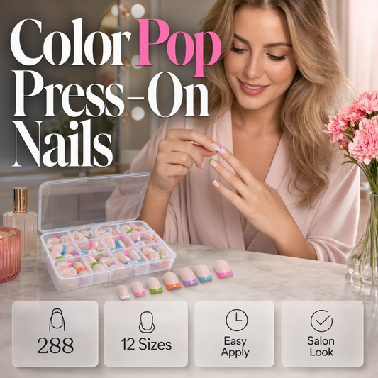 🏆Surprise Price: Only £8.99!!💅Buy 2 Get 1 Free✨Color Pop Press-On Nails