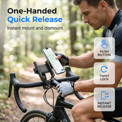 🚴‍♂️50% OFF HOT SALE 42000+ Sold! 🔥 One-Hand Quick Release Bike Phone Mount, Twist Lock Shockproof Anti-Scratch Bicycle Motorcycle Handlebar Cell Phone Holder