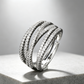 💍 Last Day Special Price £8.99 ! 🔥 Adjustable Multi-Band Crossover Ring – Sparkling Paved Cubic Zirconia