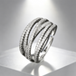 💍 Last Day Special Price £8.99 ! 🔥 Adjustable Multi-Band Crossover Ring – Sparkling Paved Cubic Zirconia