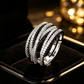 💍 Last Day Special Price £8.99 ! 🔥 Adjustable Multi-Band Crossover Ring – Sparkling Paved Cubic Zirconia