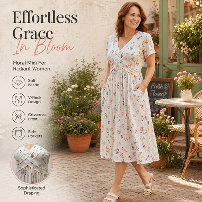 👗 LIMITED-TIME 50% OFF! 💐50K+ SOLD!💞Women's V-Neck Floral Print Dress with Twist Waist