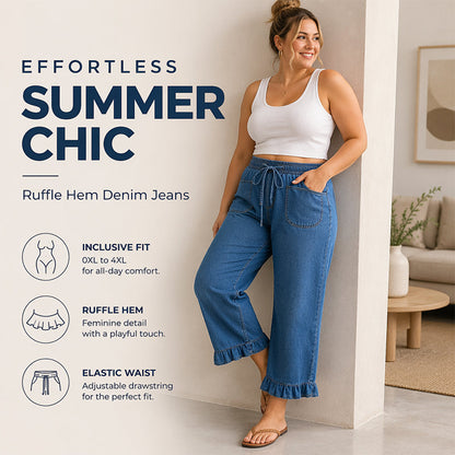 🏆 LIMITED-TIME 50% OFF! 💐Women's Plus Size Ruffle Hem Denim Pants