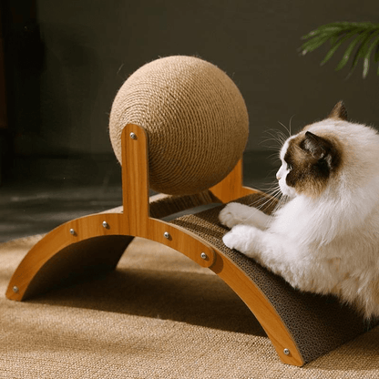 🏆 Last Day Special Price £8.99! ⏳Sisal Cat Scratcher Ball with Cardboard Pad, 2‑in‑1 Cat Scratching Toy