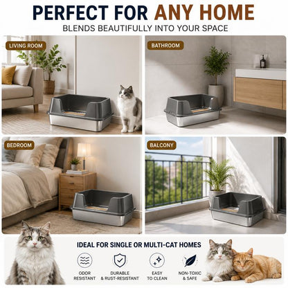 😺 LIMITED-TIME 50% OFF! 💩The Litter Box That Ends Messy Floors & Bad Odors – Perfect for Multi-Cat Homes. 🛡️💨