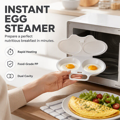 🏆 Last Day Special Price £8.99! 🥗Buy 1 Get 1 Free🎁Microwave Egg Poacher –  Dual‑cavity, non‑stick & easy clean.🏠