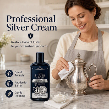 🏆 Last Day Special Price £9.78! ✨Buy 2 Get 1 Free🎁Anti‑Tarnish Silver Polish Cream, 3‑in‑1 Clean Polish Protect Silver Care Cream