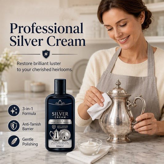 🏆 Last Day Special Price £9.78! ✨Buy 2 Get 1 Free🎁Anti‑Tarnish Silver Polish Cream, 3‑in‑1 Clean Polish Protect Silver Care Cream